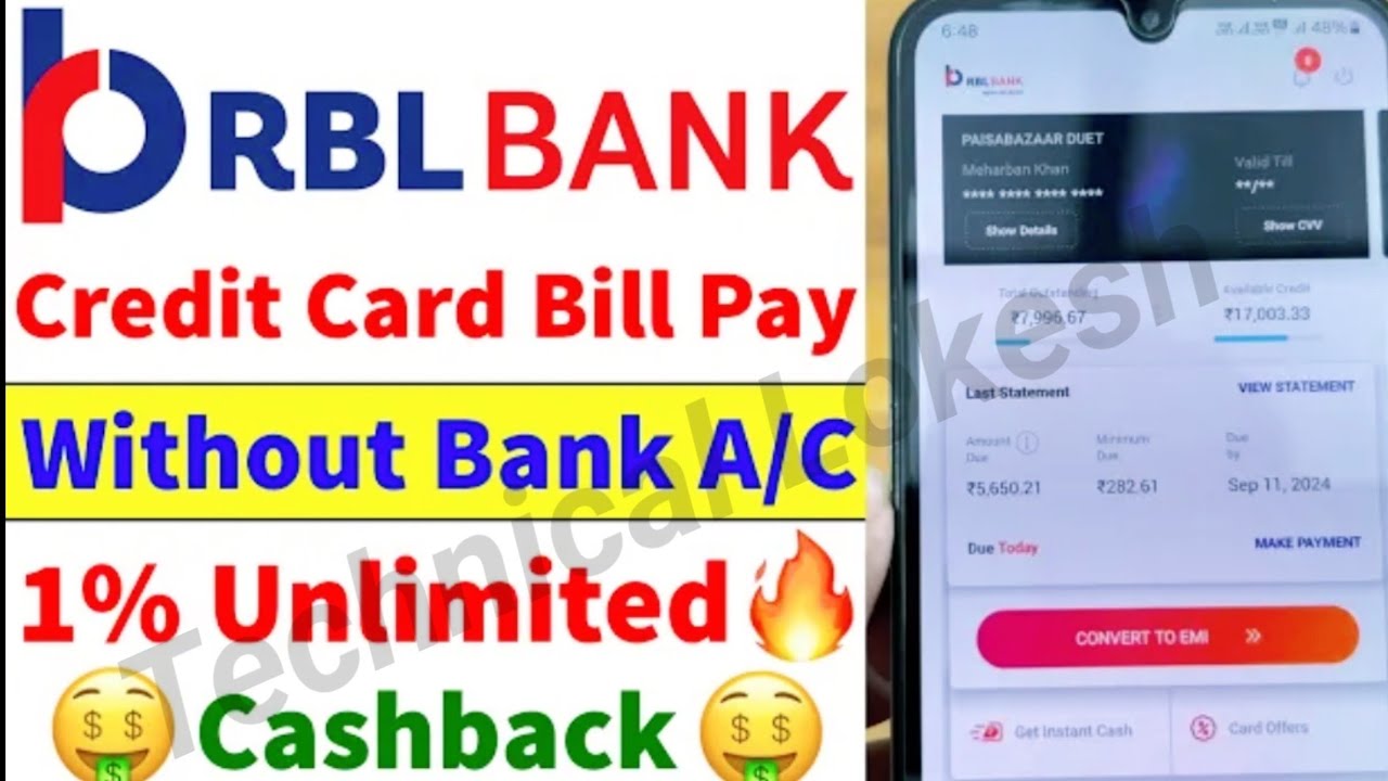 RBL Bank Credit Card Payment Kaise Kare | How to Pay RBL Credit Card Bill | 1% Unlimited 🤑Cashback 🤑