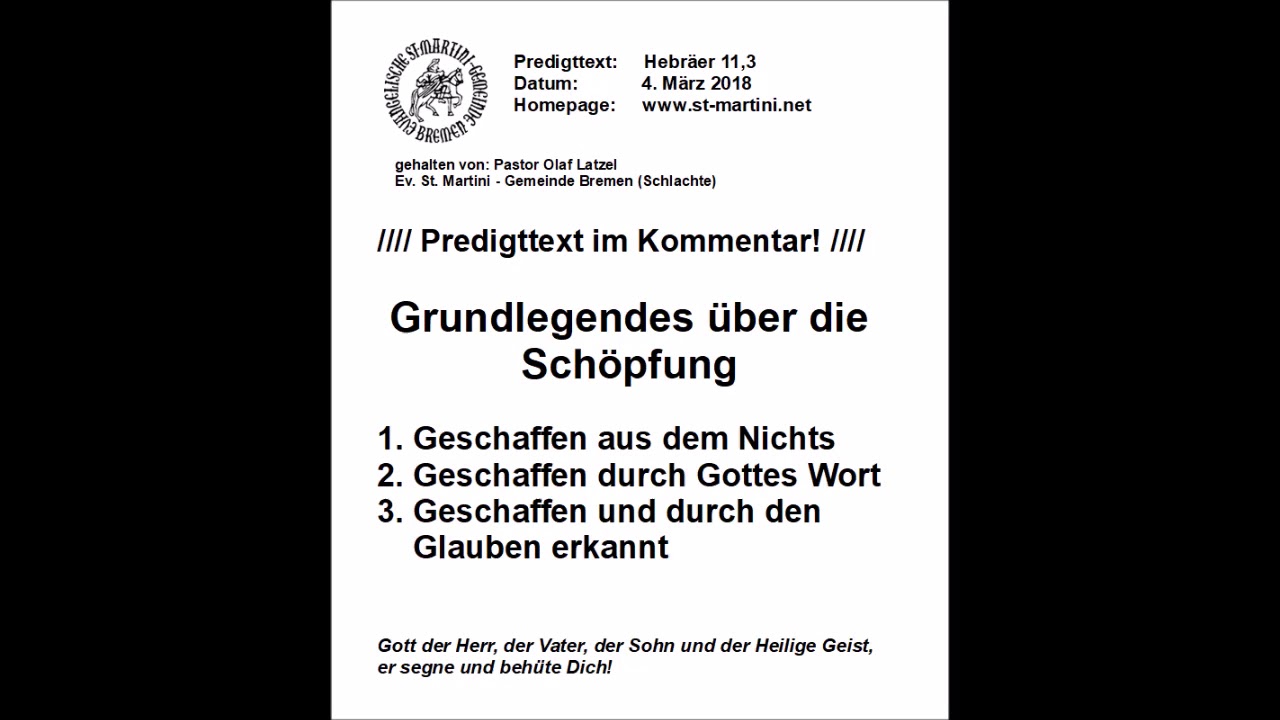 04.03.2018 - Grundlegendes über die Schöpfung