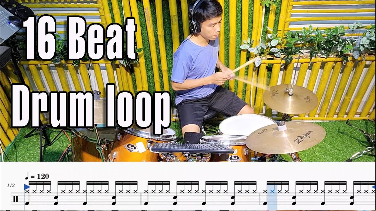 Chạy 16 beat hihat v&agrave; snare tr&ecirc;n trống &aacute;p dụng cho điệu Disco, Cha Cha.vv - Sixteenth Note Feel