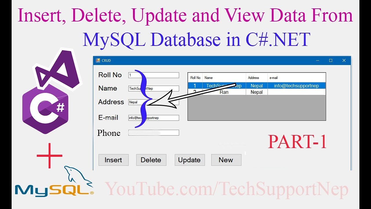 How to Insert Delete Update and View Data From MySQL Database using C#.NET[Part-1][With Source Code]