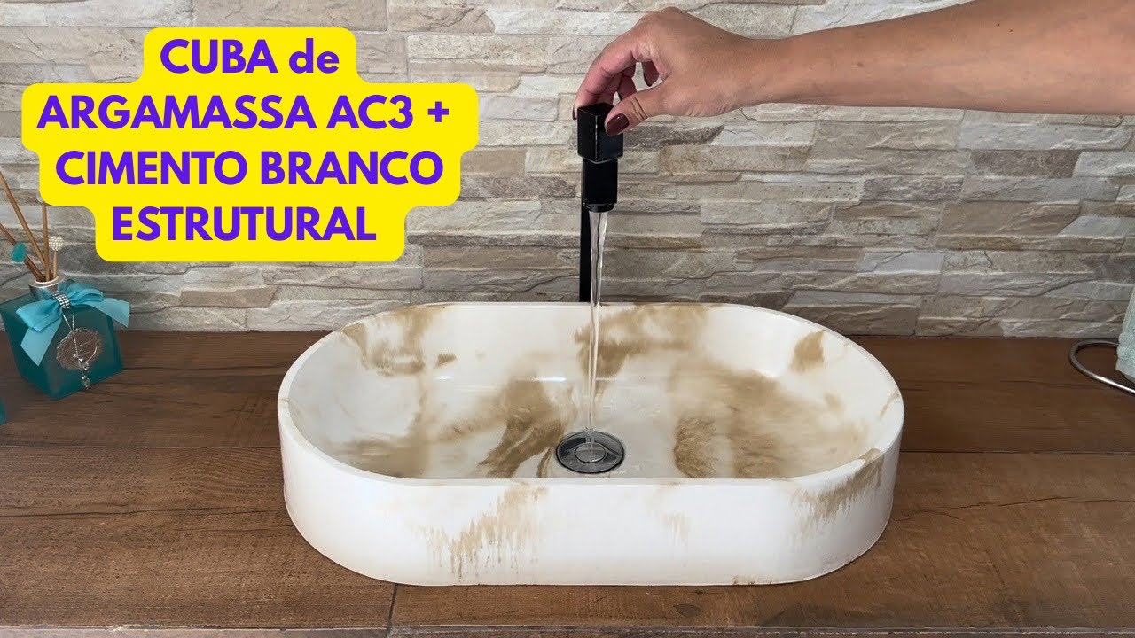 Fazendo CUBA de Banheiro/Lavabo com ARGAMASSA AC3 + CIMENTO BRANCO ESTRUTURAL