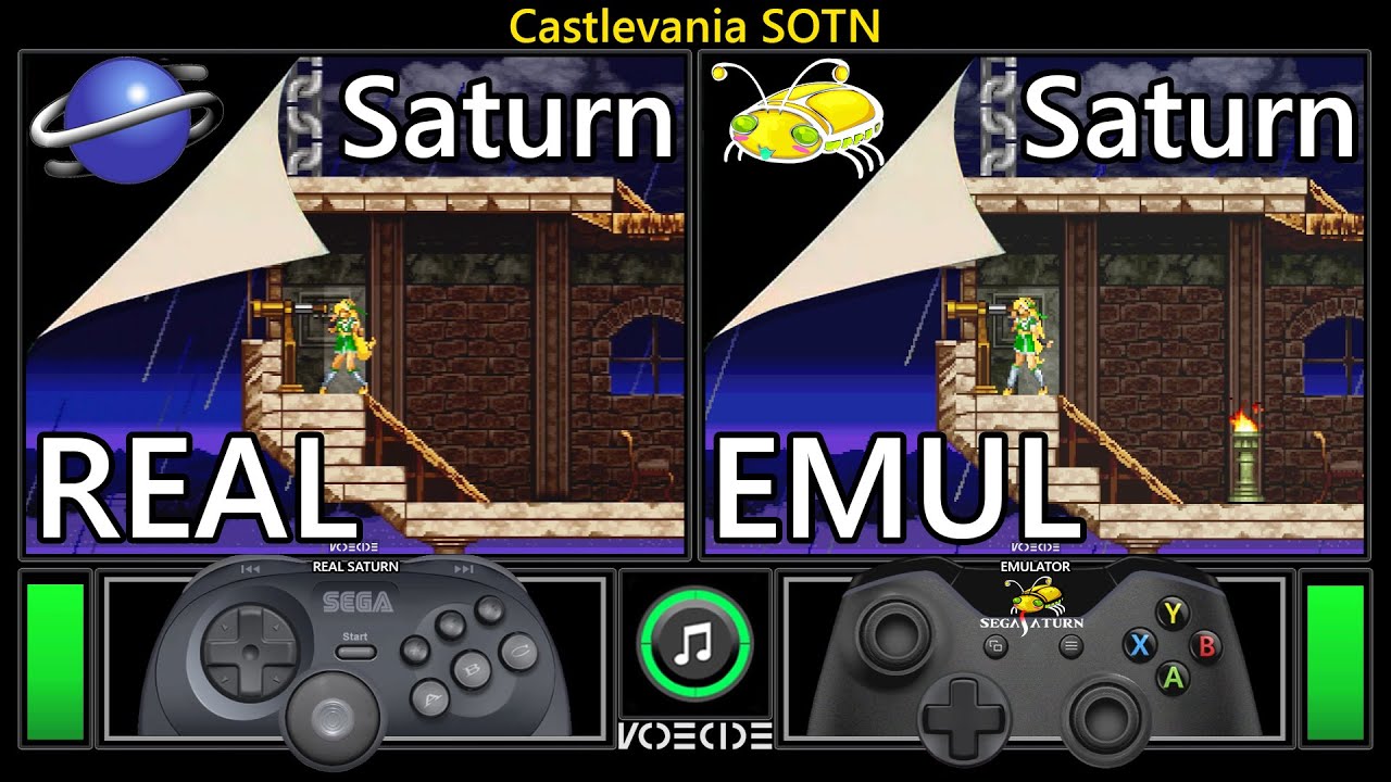 Castlevania SOTN (Real Sega Saturn vs Sega Saturn Emulator) Side by Side Comparison