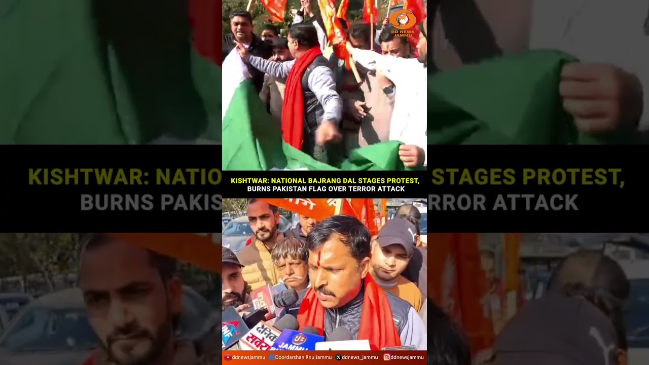 National Bajrang Dal Stages Protest, Burns Pakistan Flag Over Terror Attack in Jammu Region