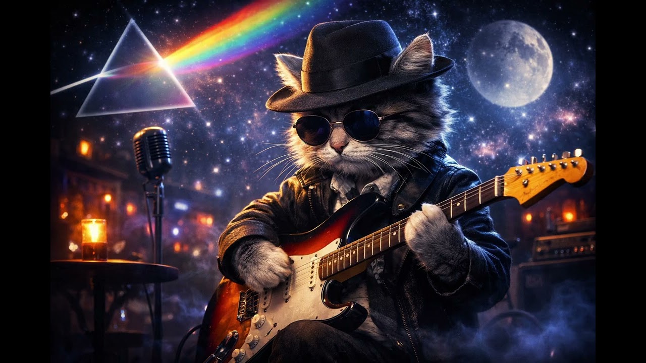 Cosmic Atmospheric Blues 🌙 Deep Guitar Relaxation | MoonJazzCafeou#chillmusic #cat 