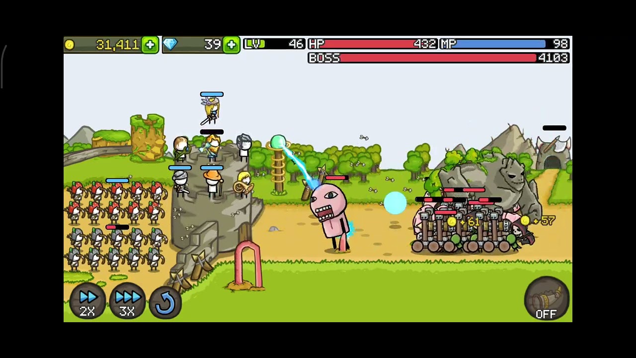 (Gameplay) Lanjutkan memperkuat benteng dan unit kita. Grow Castle gameplay 2 