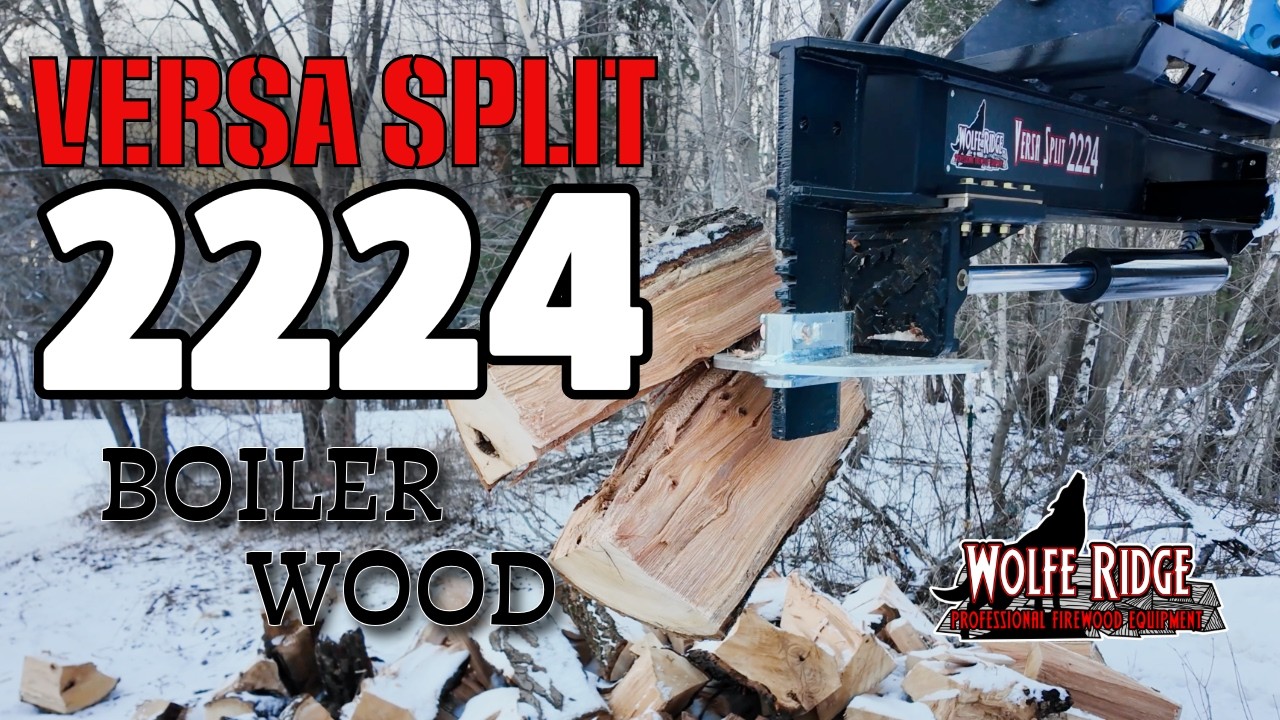 The Wolfe Ridge Versa Split 2224 Offset SSQA Log Splitter Attachment Making BOILER WOOD!