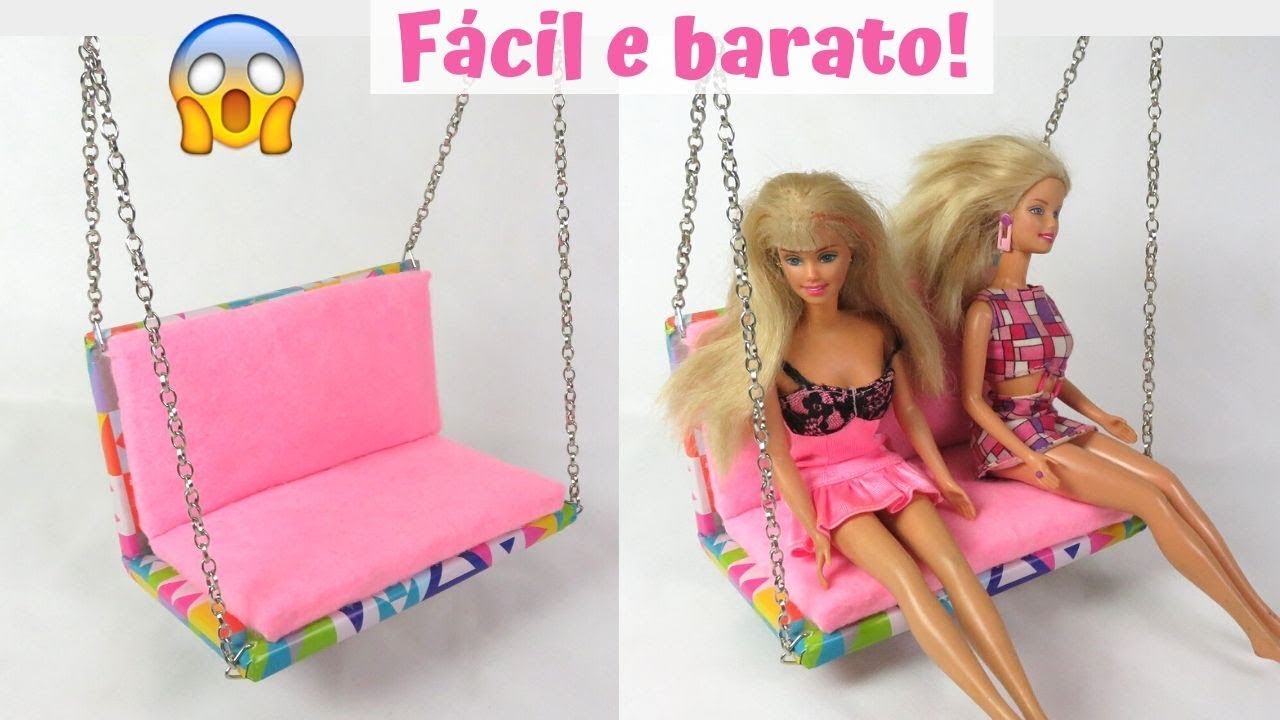 Como fazer banco balanço para Barbie ou outras bonecas (com papelão) | Pricity