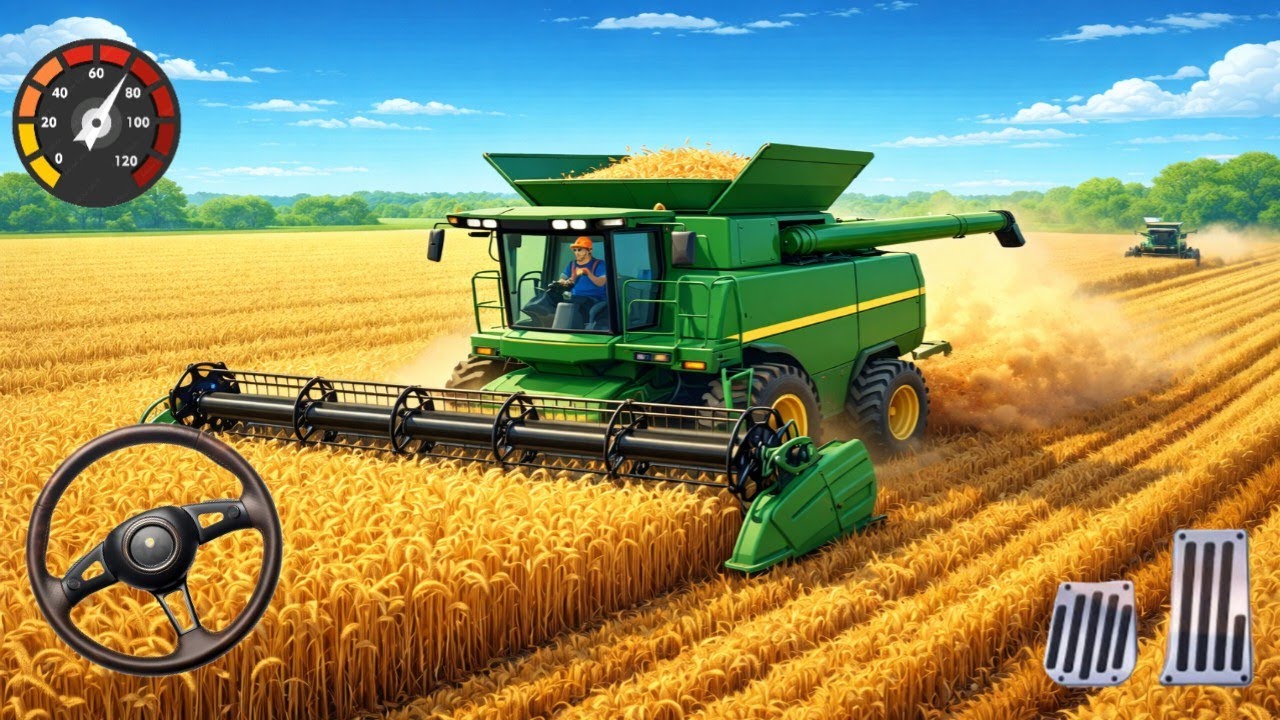 Plant and harvest wheat with Tractor Farming simulator - New Tractor game