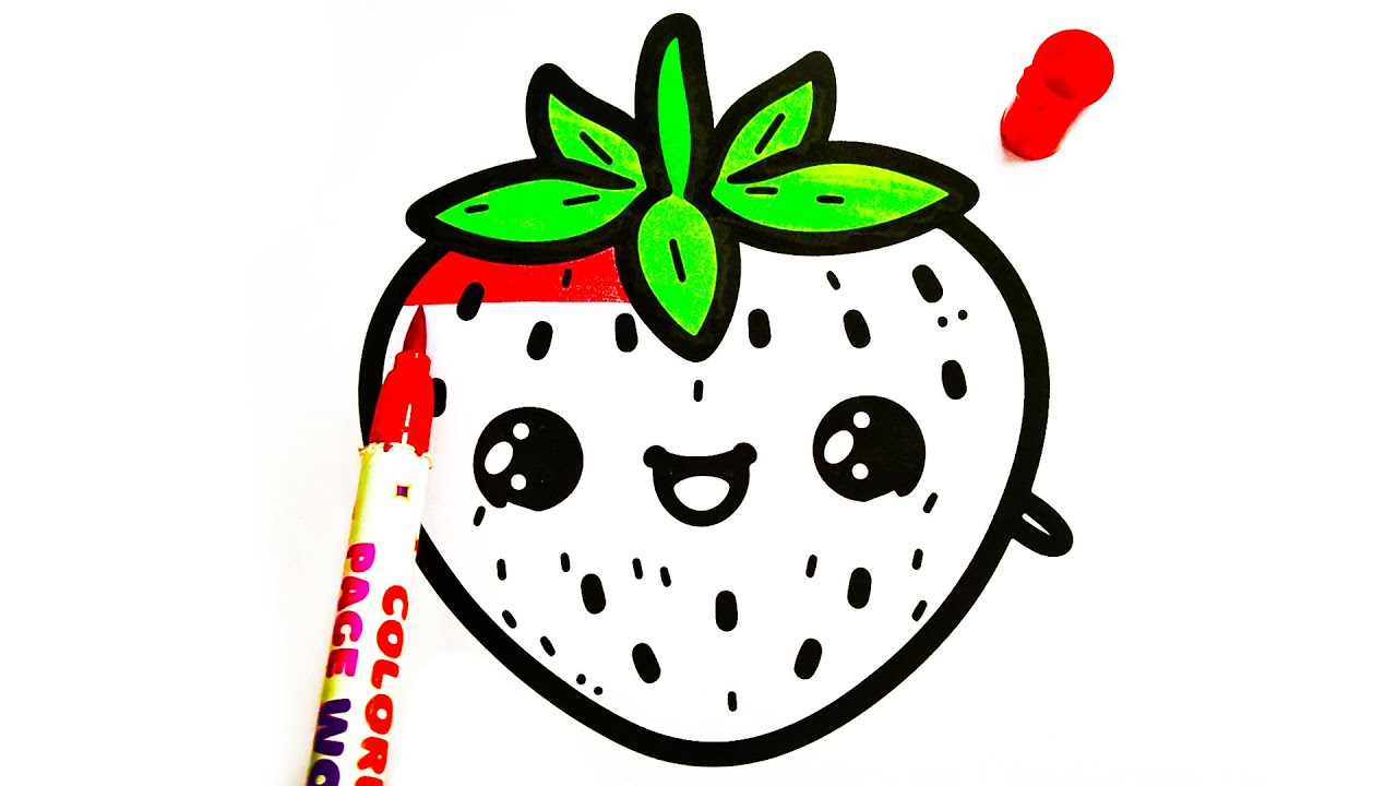 🍓 Sweet Strawberry Patch Coloring Page for Kids | Summer Fruit Fun 🎨