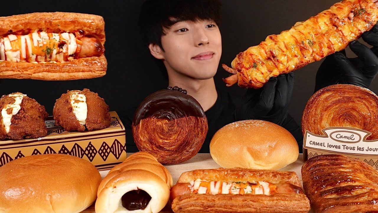 여러 가지 빵 먹방! 크림빵, 소시지빵, 초코 생크림빵, 카멜 커피 디저트 먹방 DESSERT MUKBANG ASMR BREAD EATING SOUNDS
