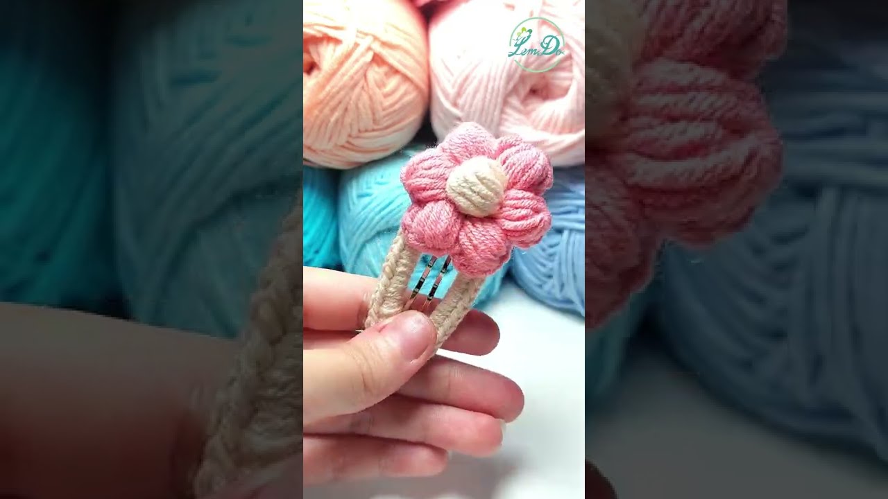 Wool hairpin crochet | wool hairpin diy | wool hairpin hair tutorial | Móc kẹp tóc len | Lem'n Do