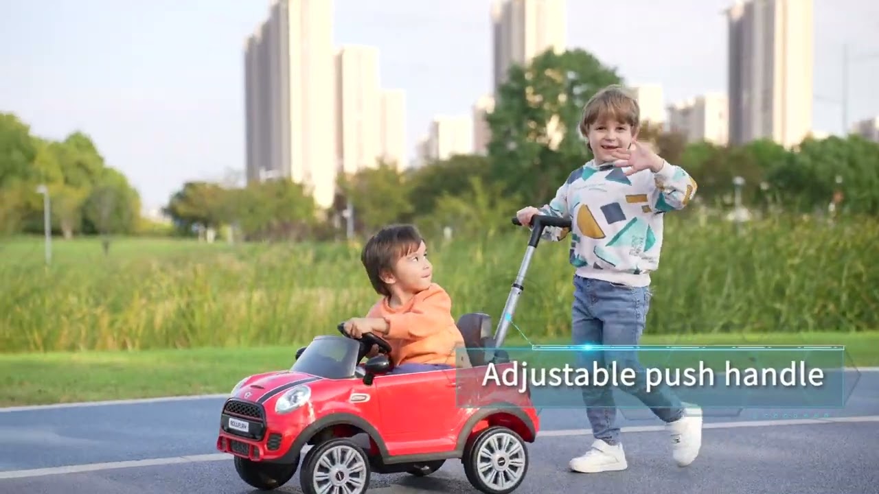 Rollplay Mini Cooper Push Car for Toddlers | Fun Ride-On with Sounds & Adjustable Handle