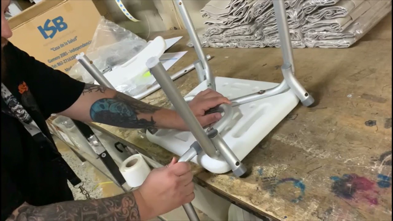 Armado silla de ducha con apoya brazos