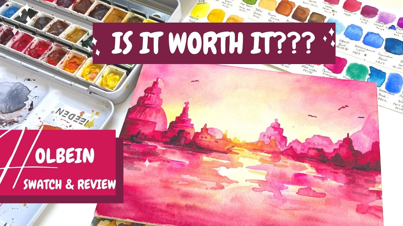 Holbein Botanical Watercolour 24 Set - Watercolour Swatches, Review and real time painting!