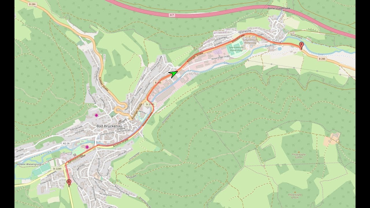 Ortsdurchfahrt im Sinntal/KG: Bad Brückenau (Süd rein, Ost raus)