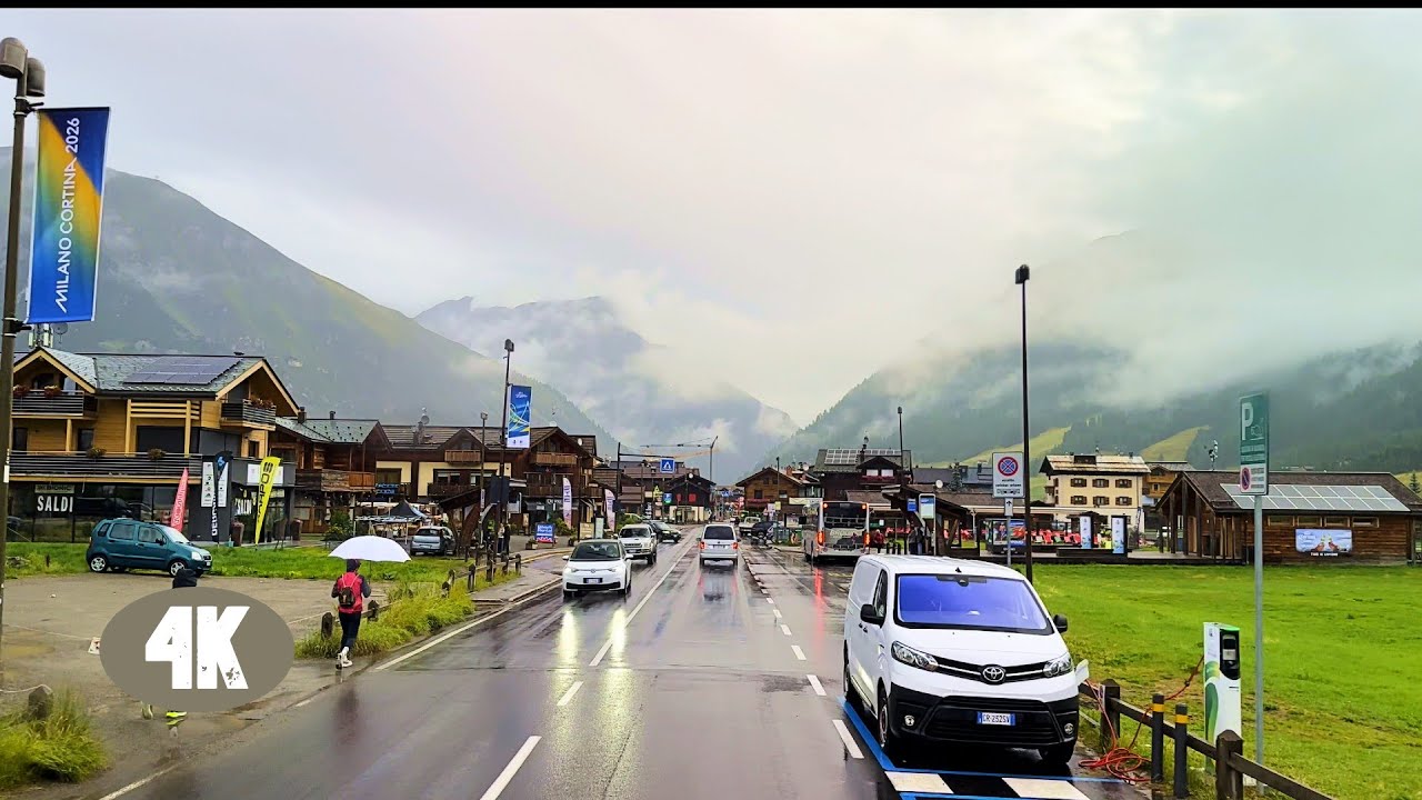 4K Alpine Afterglow: Trucking Livigno to Isolaccia (46 Min, Post-Rain, Natural Sounds)