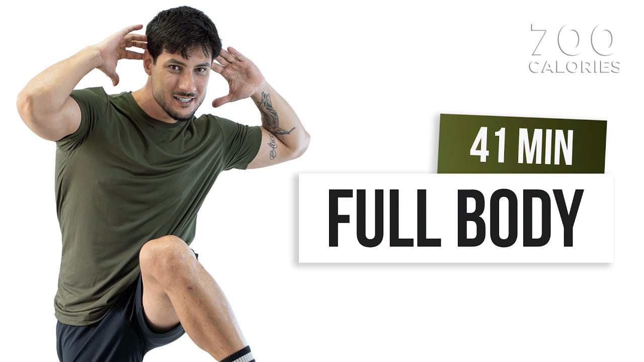 41 MIN FULL BODY Workout – Super Sweaty Strength & Cardio, No Equipment