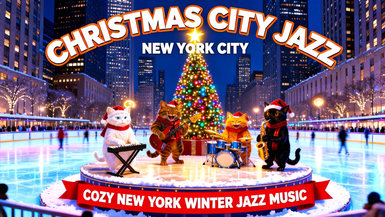 Christmas City Jazz 🎄 New York Christmas Jazz Music with Cat Band for Study, Work, Relax & Sleep ❄️