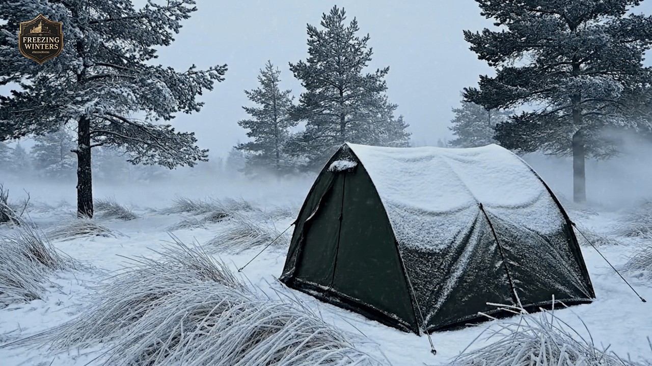 Camping in a Freezing Blizzard Night ❄️ Strong Wind & Snowstorm Sounds for Deep Sleep