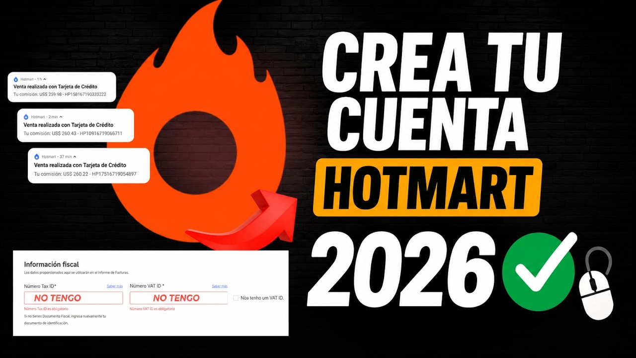 🔥C&oacute;mo REGISTRARSE EN HOTMART 2026 , crear tu cuenta y comenzar a GENERAR INGRESOS PASO A PASO 💪