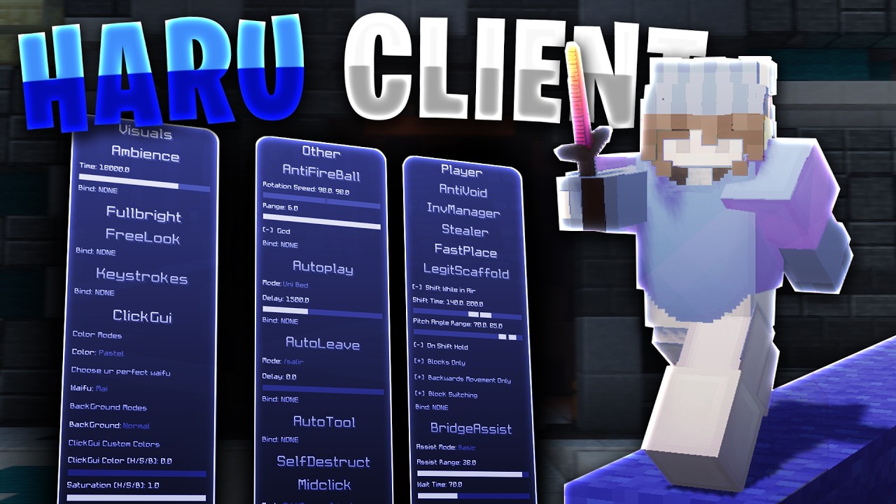 Этот БЕСПЛАТНЫЙ взломанный клиентский мод Minecraft просто БЕЗУМЕН для Bedwars и Skywars — Haru C...