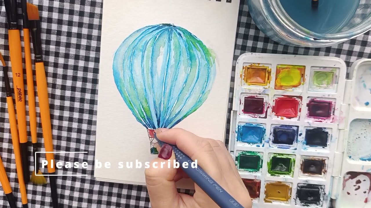 Hot Air Balloon Watercolor Painting | Relaxing Art Process