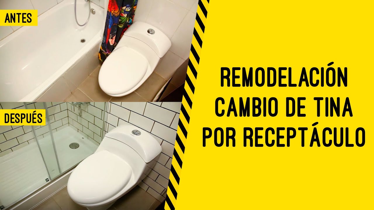 Remodelación de baño, cambio de tina por receptáculo