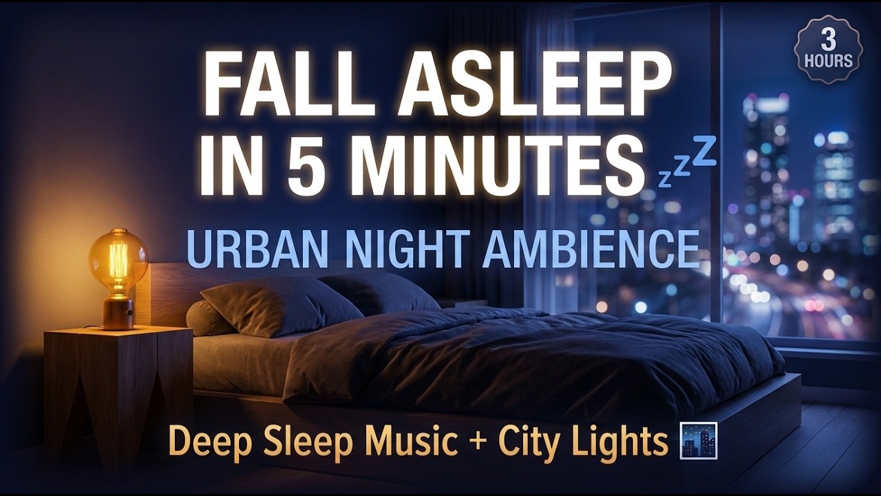 3 Hours City Night Ambience 🌃 Deep Sleep Music with Lamp Light | Insomnia & Anxiety Relief