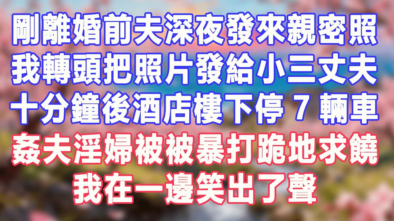 剛離婚前夫深夜發來親密照，我轉頭把照片發給小三丈夫，十分鐘後酒店樓下停7輛車，姦夫淫婦被被暴打跪地求饒，我在一邊笑出了聲#盼盼講故事 #為人處世 #生活經驗 #情感故事 #晚年哲理 #說故事 #完結