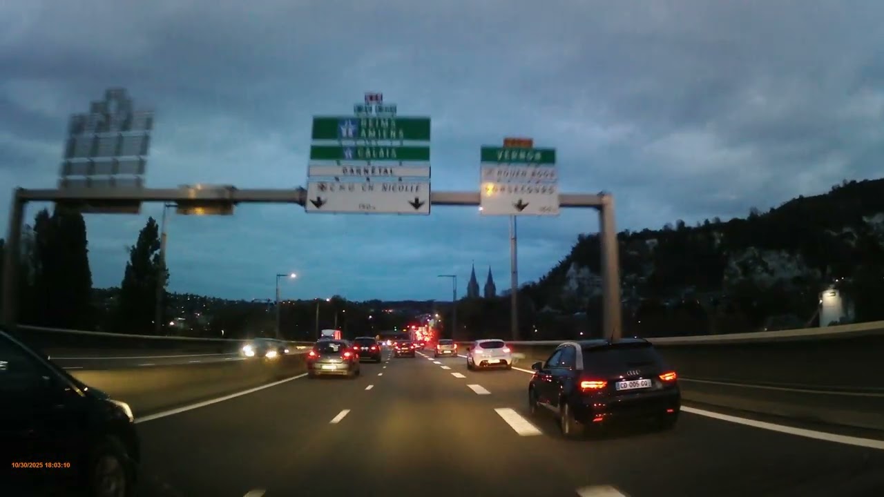 Getting out of Rouen towards Calais during evening rush hour