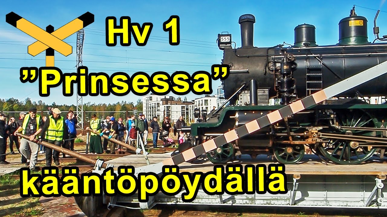 H&ouml;yryveturi Hv1 555. Esittely ja k&auml;&auml;nt&ouml; k&auml;&auml;nt&ouml;p&ouml;yd&auml;ll&auml;. Maailman rautatiet 200v. Osa 3.