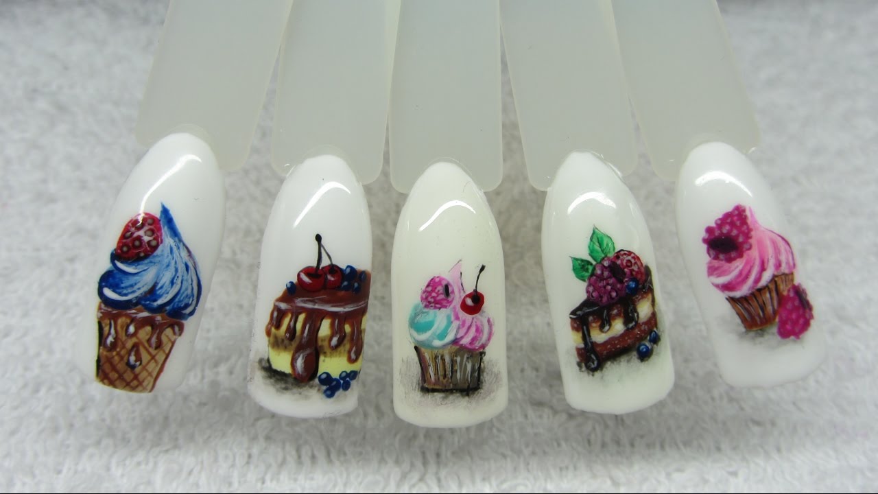 MIKROPAINTING CUPCAKE ICECREAMS NAILS - BABECZKI I LODY NA PAZNOKCIACH