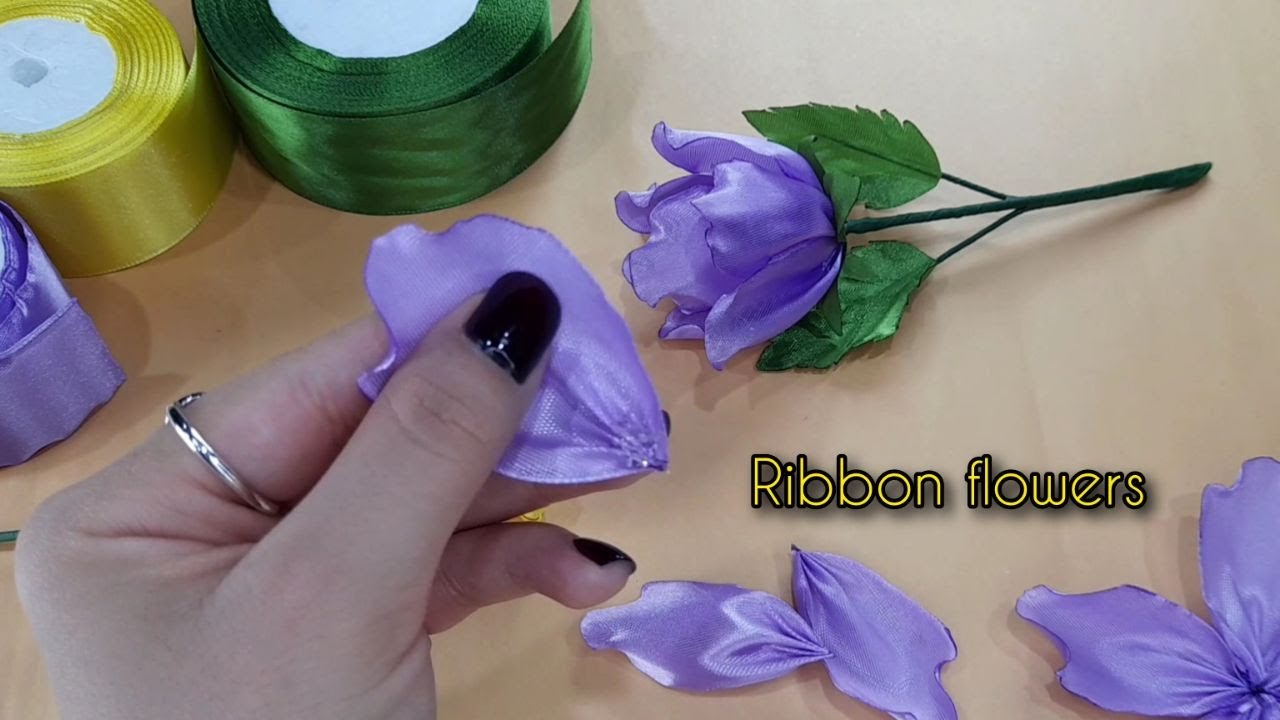 Ribbon flowers | easy to make flowers with satin ribbon | easy flower making | satin flowers