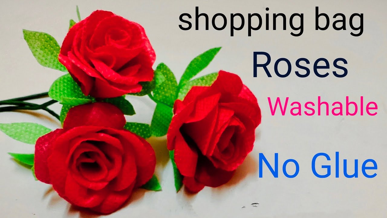 how to make shopping bag rose | carry bag crafts | no glue