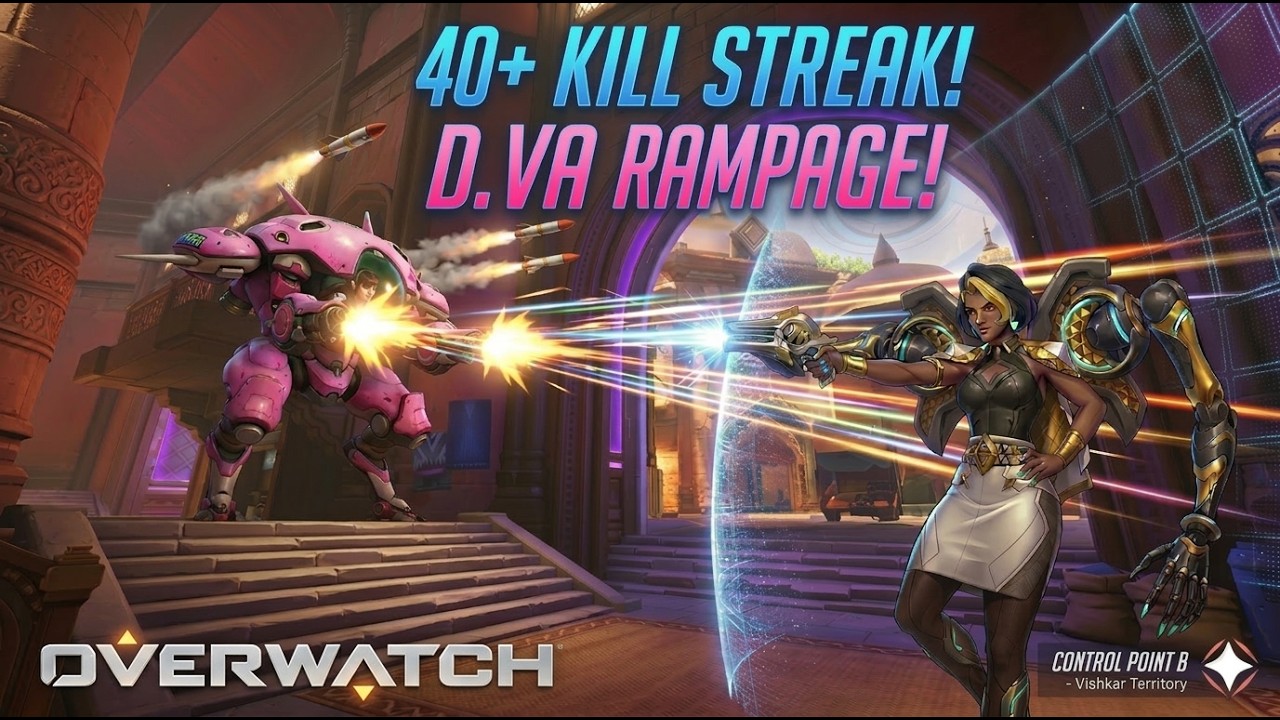 Overwatch ✧S1 🛡Tank Main ⊹Quickplay Gameplay⊹ 40+ Kill streak D.Va