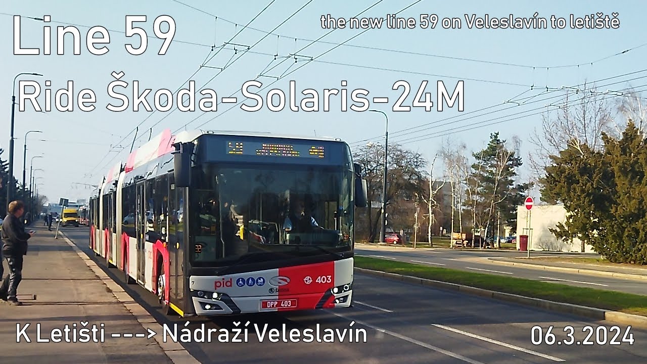 Line 59 Ride Škoda-Solaris-24M to Nádraží Veleslavín