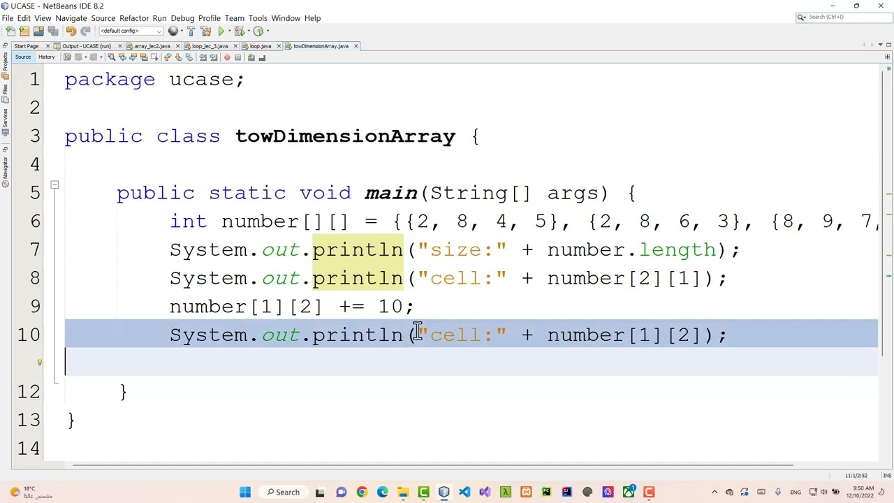 Array two dimension