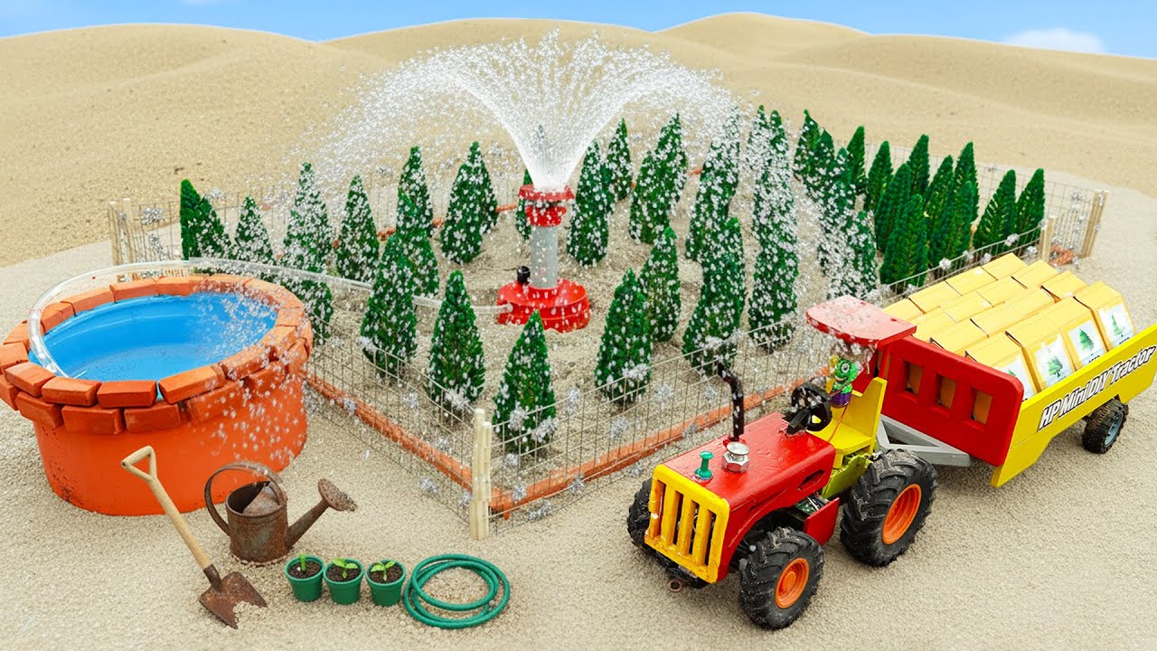 DIY Mini Tractor making Sprinkler Modern Irrigation System for Christmas Tree | HP Mini DIY Tractor