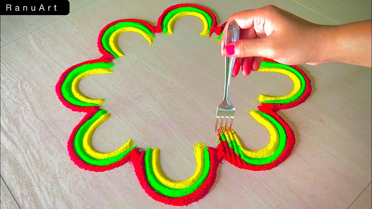 Easy Simple Rangoli | Diwali Rangoli Designs | Navratri Rangoli designs | Festival muggulu |Ranu Art