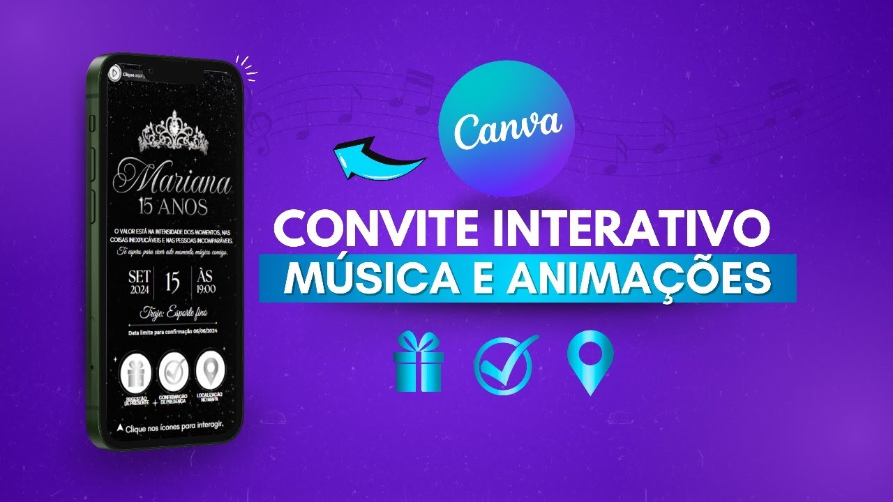 Como criar um convite interativo com m&uacute;sica e anima&ccedil;&otilde;es no Canva!