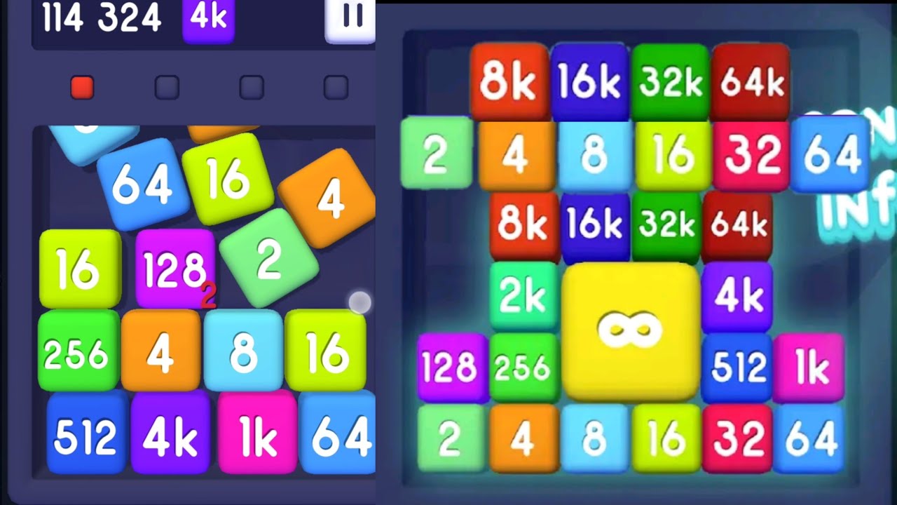 Merge Block 2048 Join Cube 3D (4k) Score.114324 Infinity Numberblocks Math Game Video