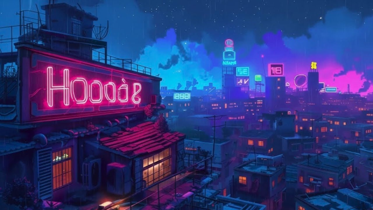 Raining in Old Japanese Town 💿 Lofi Hip Hop Beats & 80's Retro Vibes ~ Beats to chill/study