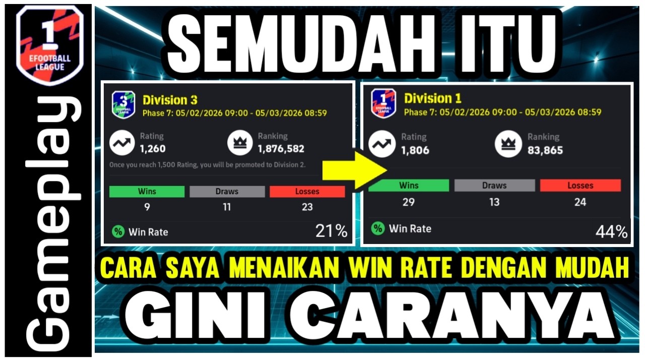 TIPS CARA PUSH DIVISI EFOOTBALL MENAIKAN WIN RATE TERBARU  