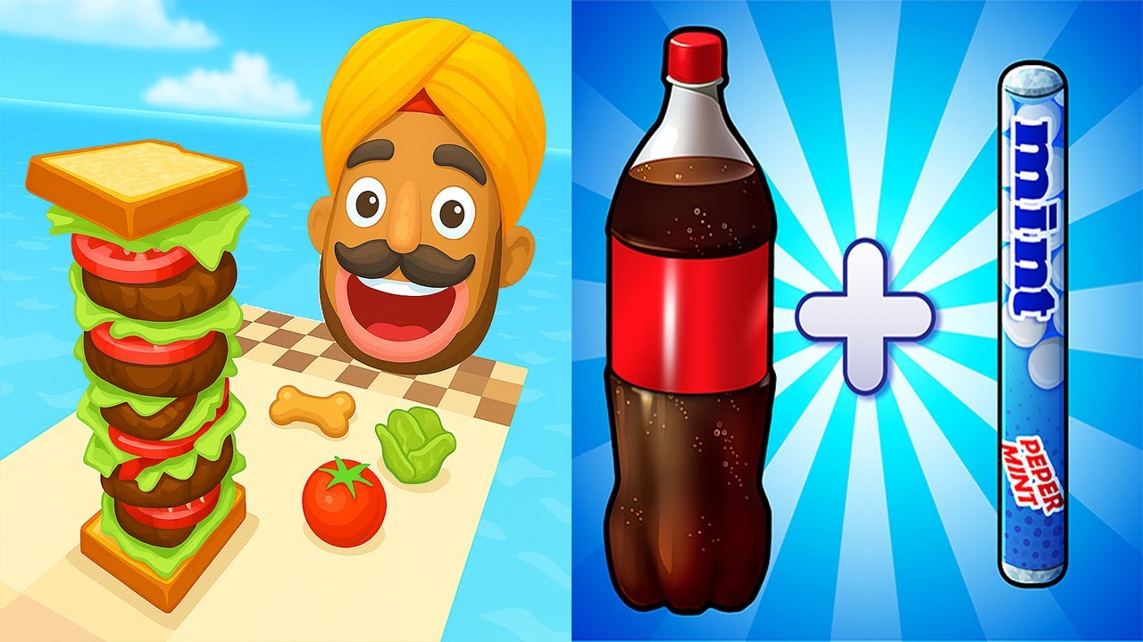 Sandwich Runner VS Coca Cola and Mentos Drop and Explode - All Levels Gameplay Android iOS Ep 1
