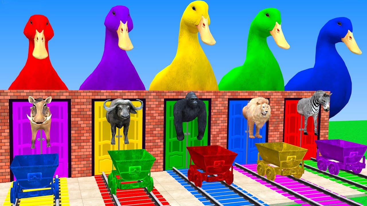 Long Slide Game With Elephant Gorilla Buffalo Hippopotamus Tiger 3d Animal Game Funny 3d Animals