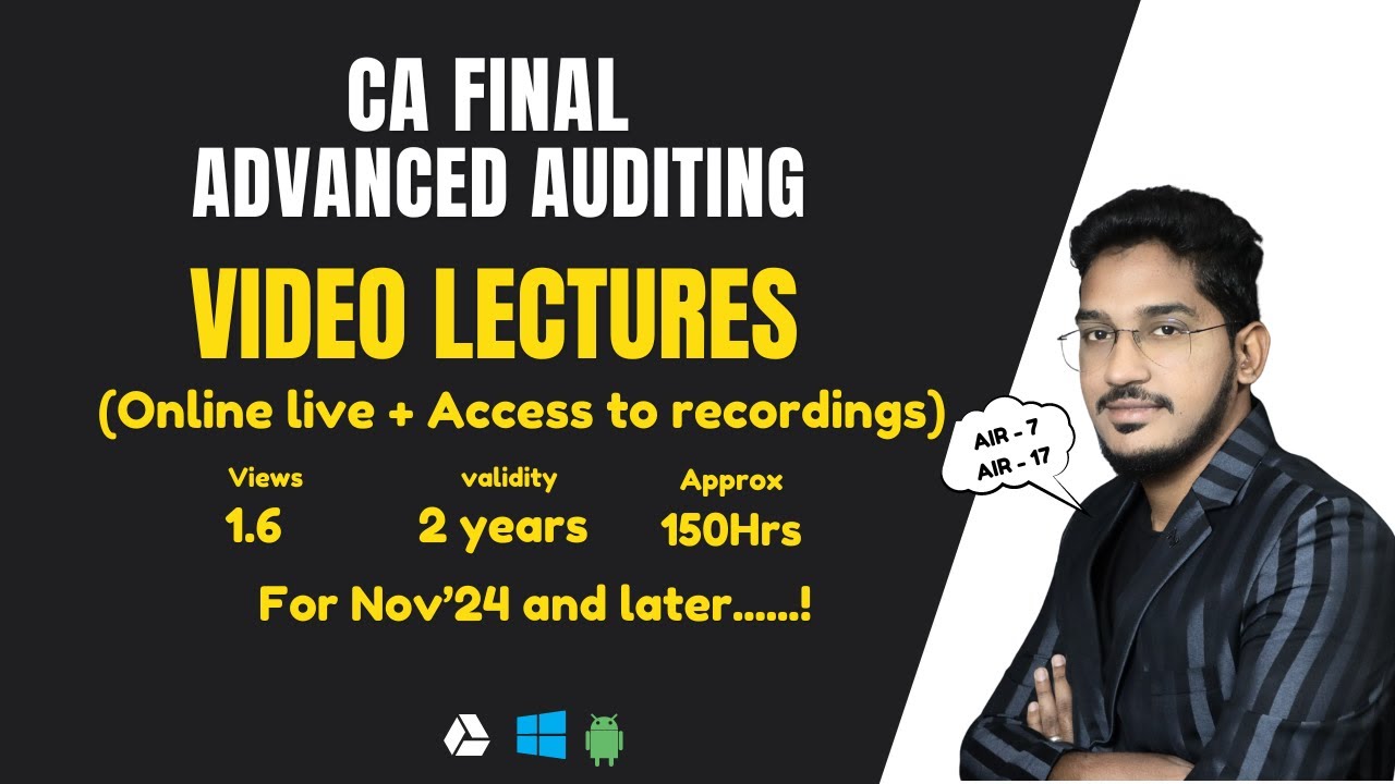CA FINAL ADVANCED AUDITING VIDEO LECTURES | For N'24 and later | CA MAHAMOOD SHAIK