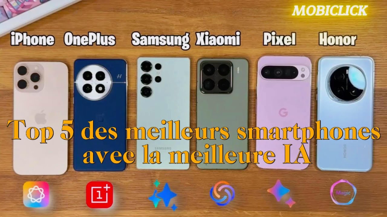 Top 5 des meilleurs smartphones avec la meilleure IA | Apple vs Samsung vs... Comparaison des g&eacute;ants