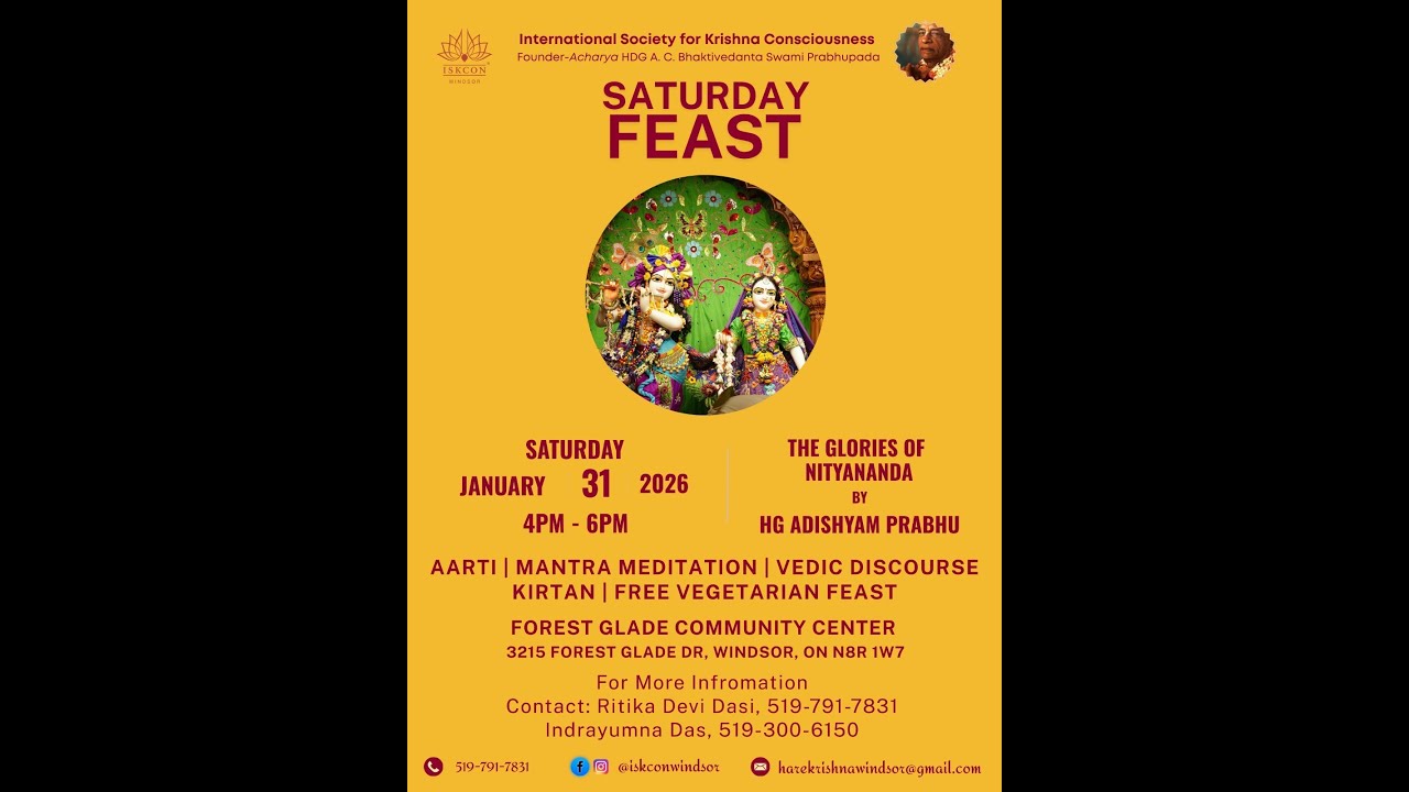 The Glories of Nityananda | Saturday Feast | HG Adishyam Prabhu