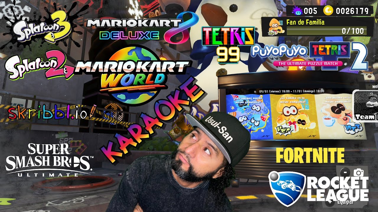 Frosty Fest Splat 3&2 +Mario Kart W +MK8 Deluxe +Fortnite +Rocket League +Tetris99 y +EN DIRECTO Mix