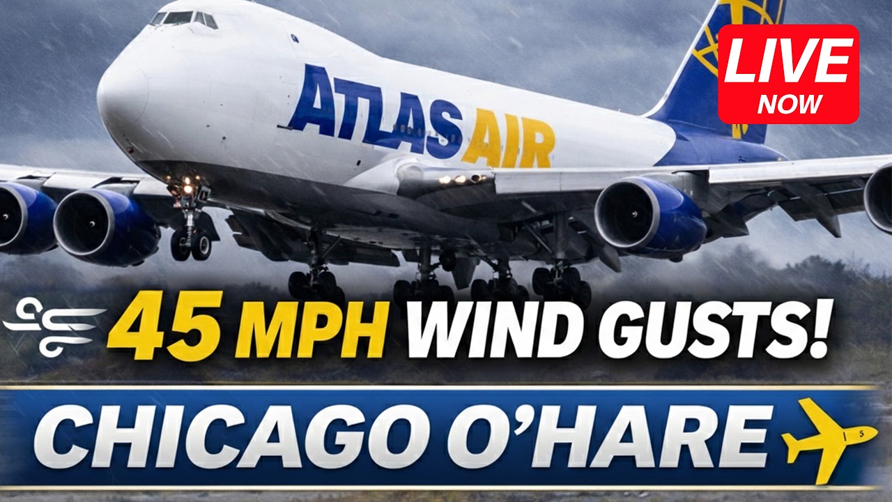 🔴 LIVE: WIND ADVISORY at O’HARE 🌬️✈️ | 45 MPH Gusts Shake the Jets!